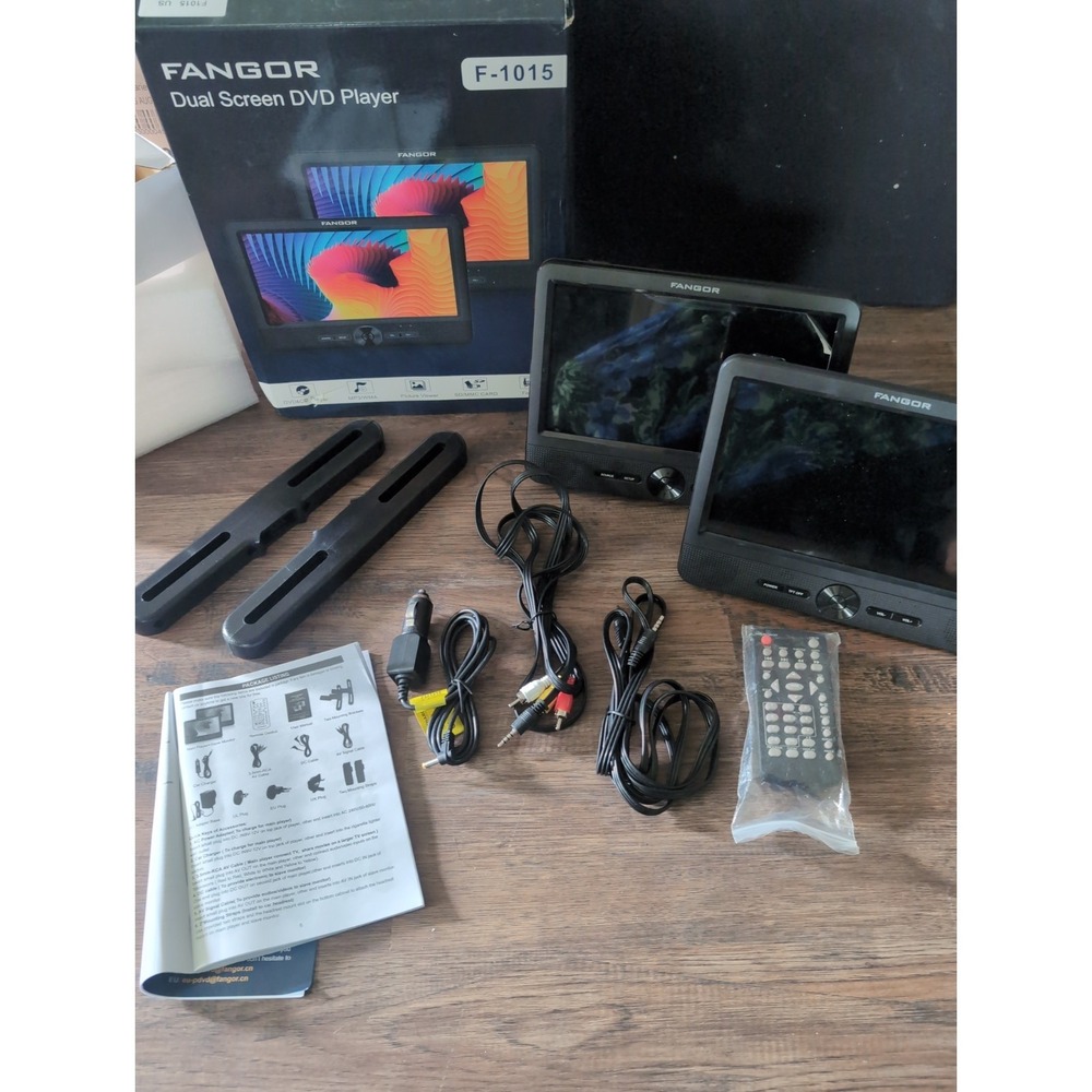 FANGOR Dual Screen Portable Car DVD Player F-1015 New Missing mounting strap etc